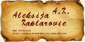 Aleksija Kaplarović vizit kartica